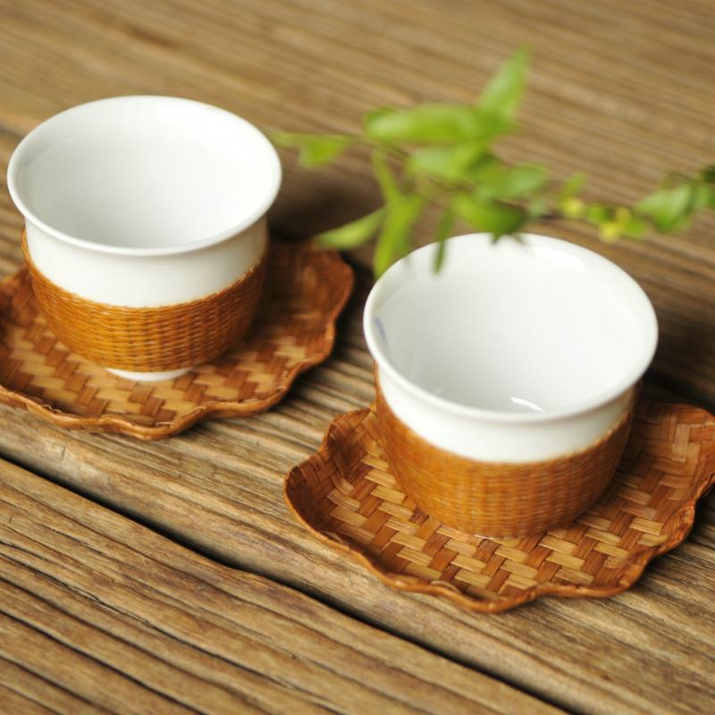超大漆手工竹编藤编防水茶托树叶小杯垫功夫茶具配件茶垫