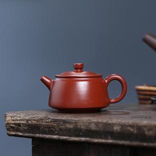 宜兴纯全手工紫砂壶朱泥大红袍大口汉瓦壶家用泡茶壶石瓢壶单壶具