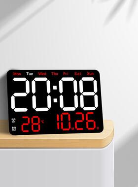 新款LE闹D钟电大寸数字子挂钟客厅简约星期大屏静6652音6尺652