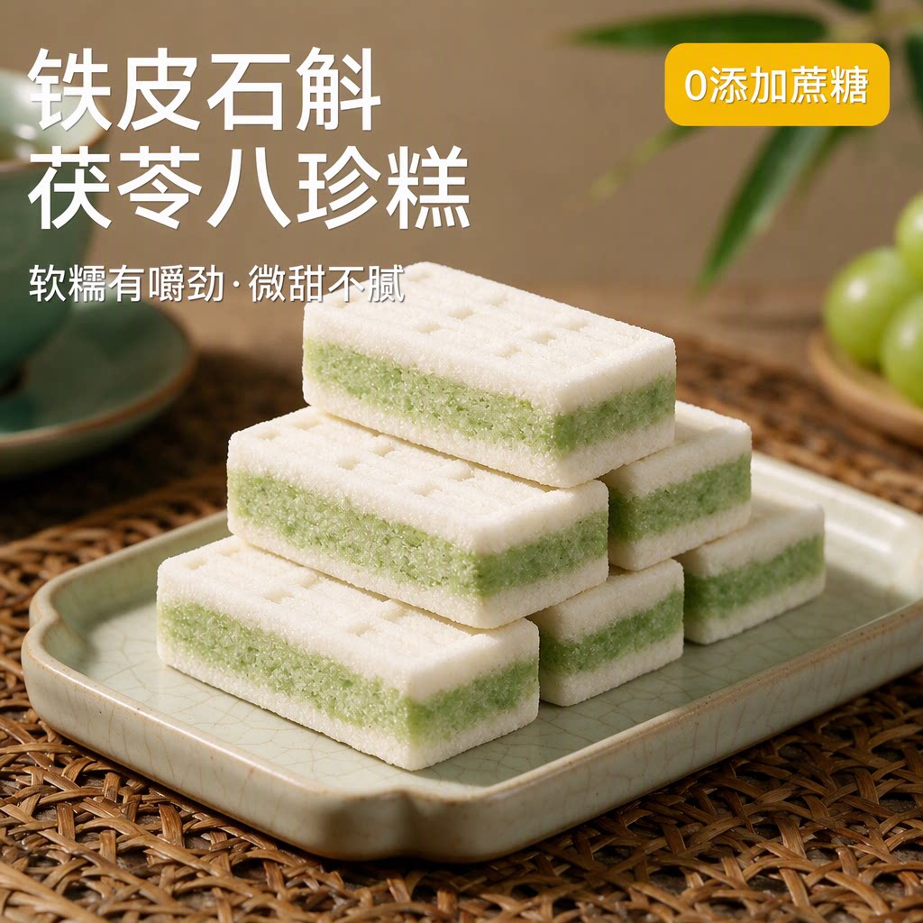 杏享铁皮石斛八珍糕无蔗糖茯苓芡实糕传统糕点旗舰店下午茶零食