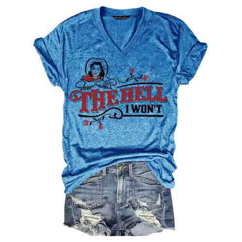 Women's Statement Letter Print Round Neck Tee, Lightweight