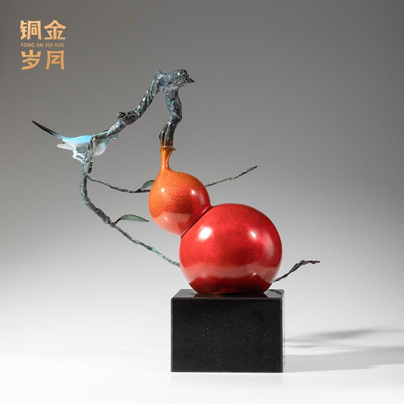器铜金月福葫禄满堂芦铜摆件客岁厅电视柜玄关家居RTG装饰品铜雕