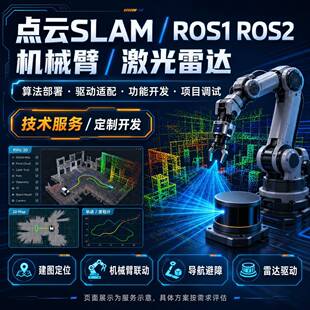 三维点云激光雷达机械臂ROS1/2彷真slam建图无人机车船避障创新