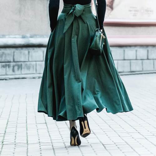 Women's High Waist Umbrella Skirt, Split Long Skirt, Waist