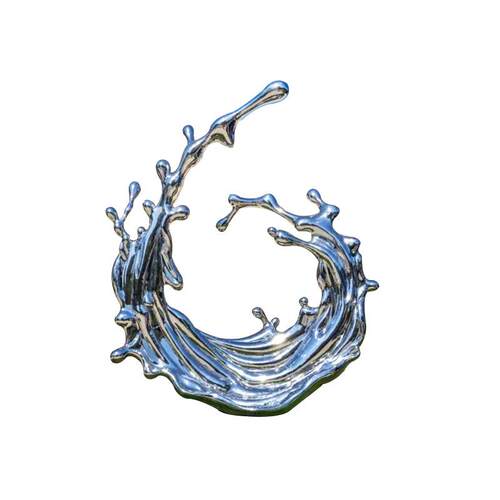 不锈钢浪花雕塑金属抽象镜面创意发光水滴水花售楼部景观水景摆件