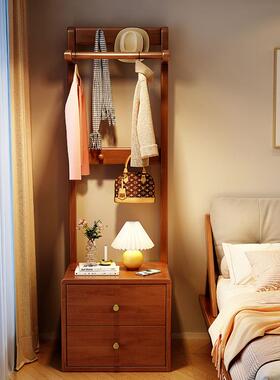 实木床头型柜衣帽架角一体卧室小Y3002#床边架落挂衣简易落地挂衣