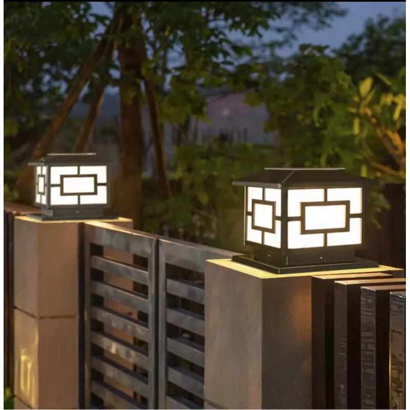 铝合金户外太阳能庭院柱头灯 两用庭院景观灯 防水别墅围墙门柱灯