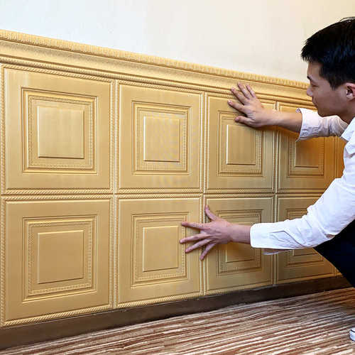 hot3D立体墙贴墙围装饰自粘墙纸软包防水客厅阳台护墙板饭店墙裙