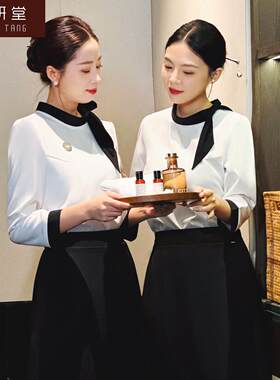 衣研堂美容师工作服秋冬装七分袖女款气质养生技师理疗师冬季服装