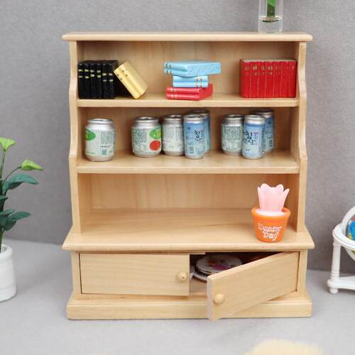 1:12娃娃屋dollhouse迷你家具木质工艺品OB11食玩多层置物柜子