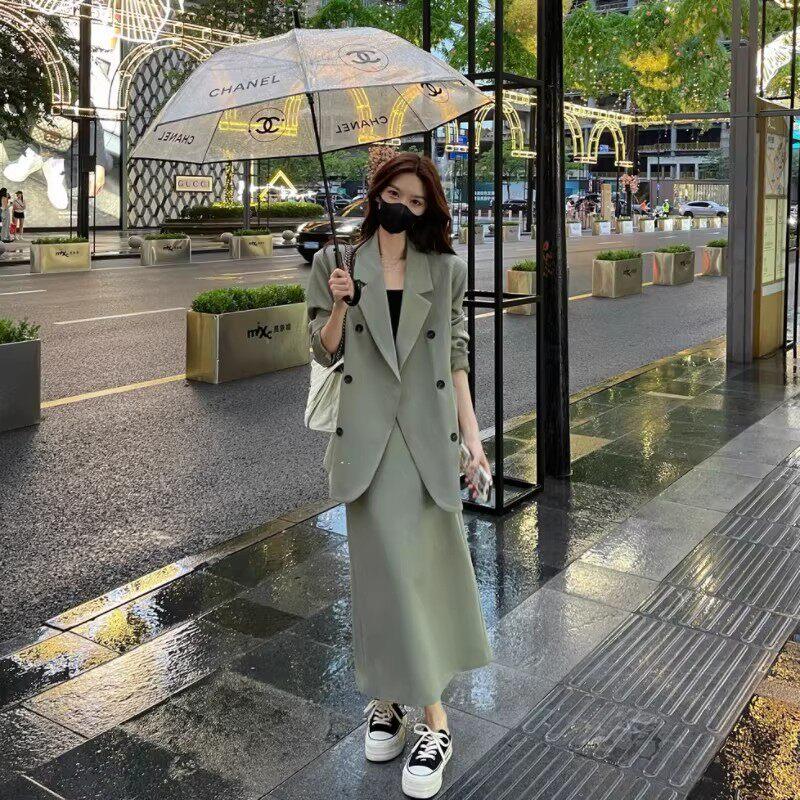 Rouje Moaks赫本风时尚西装套装女士春季半身裙西服显瘦两件套