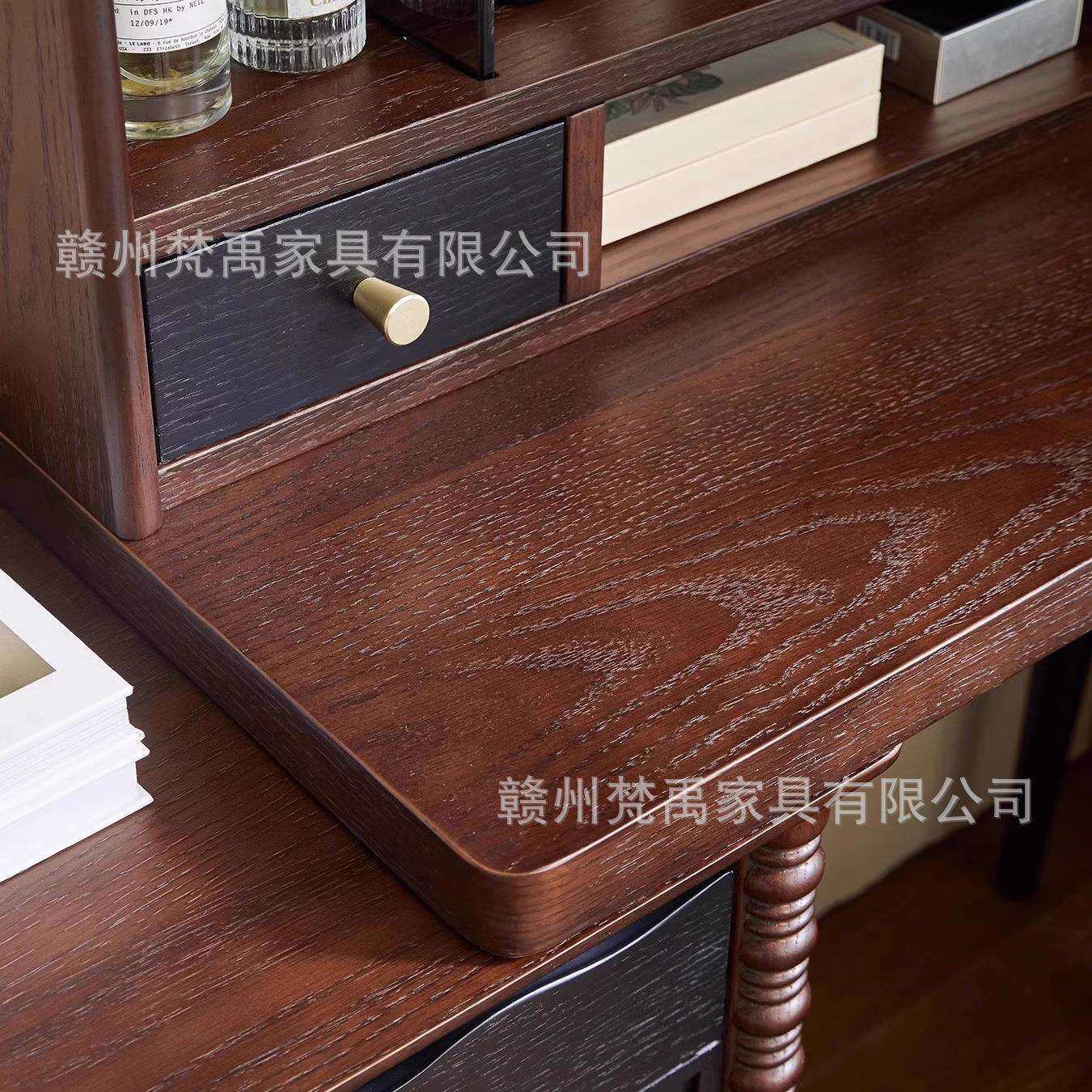 法式复古实木梳妆台家用女生卧室化妆台设计师床头斗柜梳妆台一体