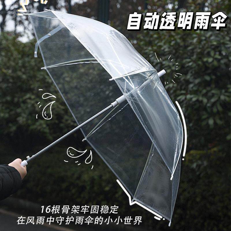 高颜值透明伞自动长柄的雨伞女生家用加大加厚加固大号可爱高级感图片
