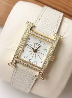 98新261mm爱马仕HEURE H系列W036732WW00后镶钻石英女表正品