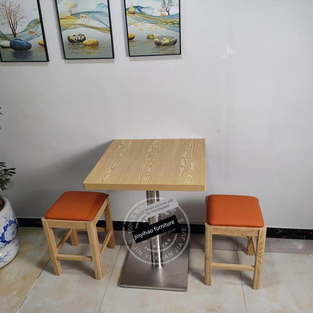 快餐桌椅实木小方凳子小吃面馆早餐餐饮奶茶甜品店沙县店桌椅组合