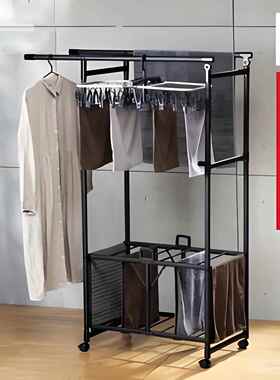 晾衣架落地YB-1019E挂阳台家用内外金免安装折叠晒衣架杆铝合移动