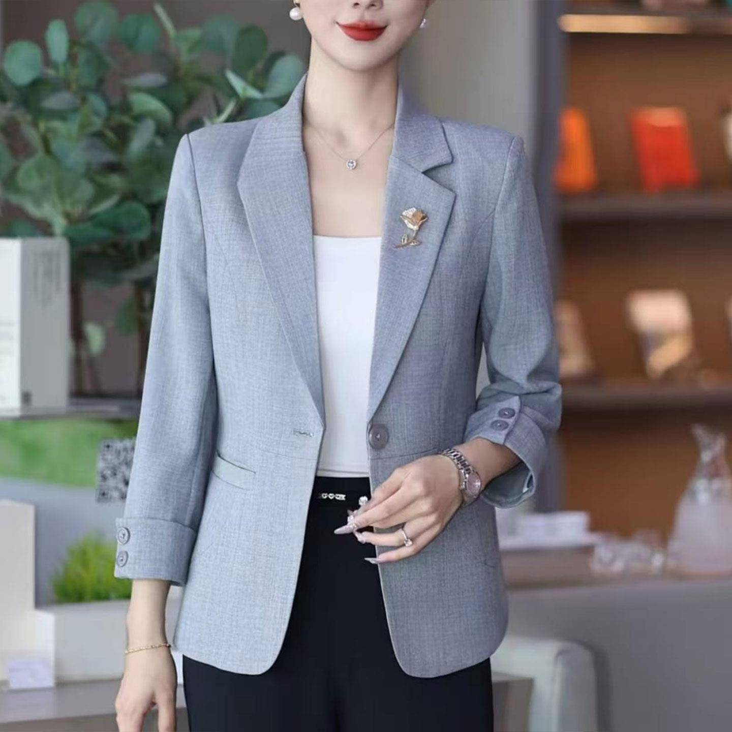 极速2026秋季新款时尚气质妈妈装小西服女士洋气百搭宽松显瘦西装