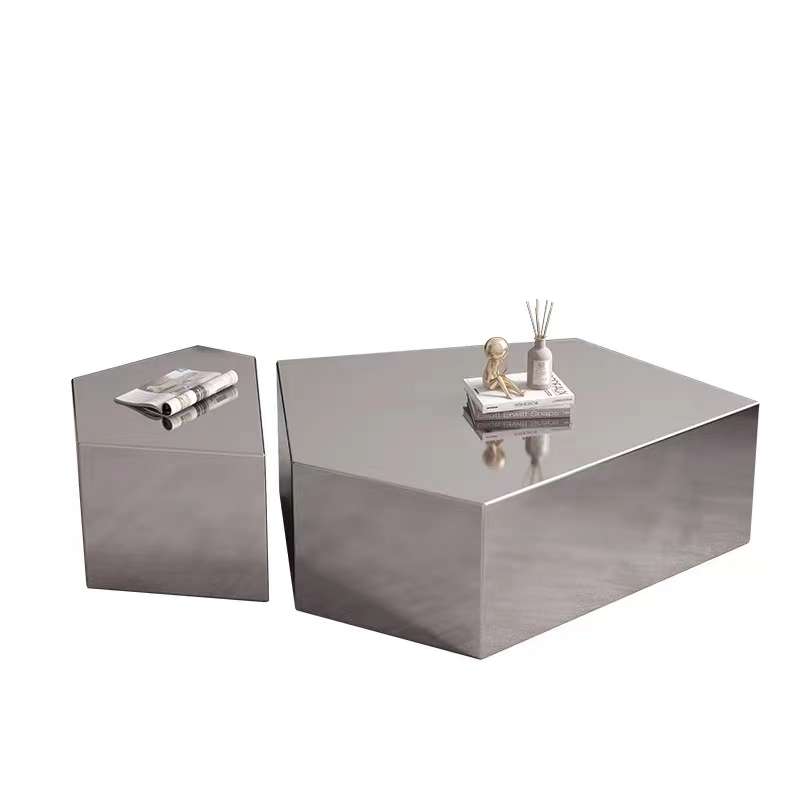 现代简约轻奢青古铜拉丝茶几组合设计师创意不锈钢客厅异形茶几桌