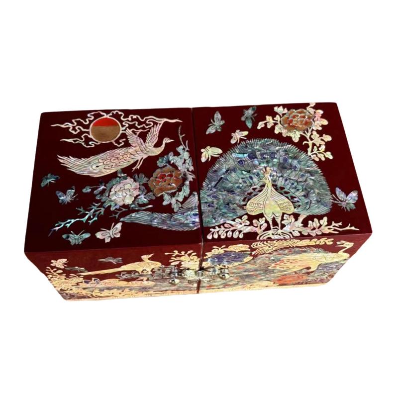 雕漆剔红螺钿漆器首饰盒结婚礼物木质高档饰品收纳盒中式礼盒