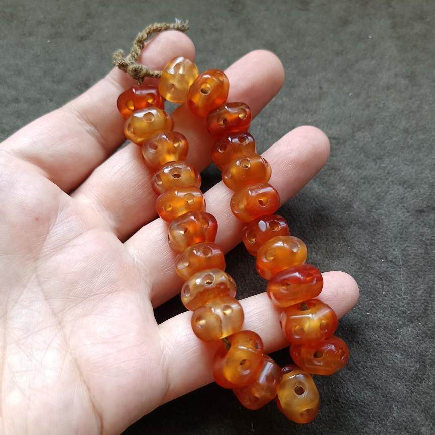 古玩收藏藏区回流老包浆多眼玛瑙串珠一串玛瑙佛珠手串配珠