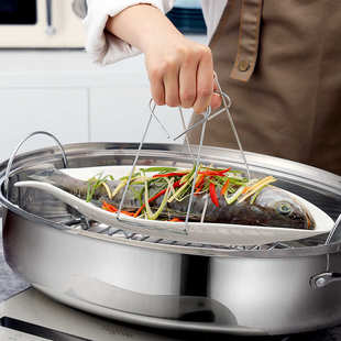 430食品级加厚不锈钢蒸锅家商用蒸鱼锅汤蒸锅椭圆清蒸锅炊具锅具