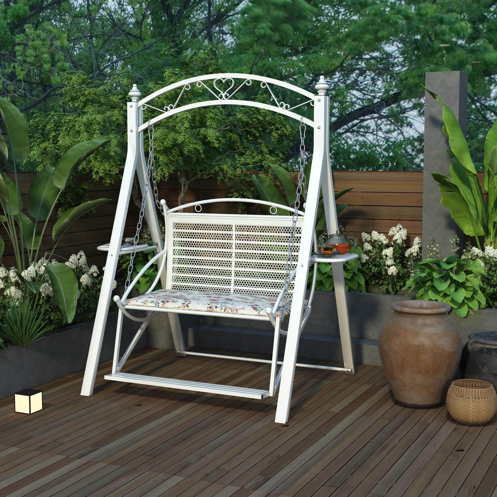 户外秋千庭院摇椅阳台铁艺单双人吊椅布顶吊篮花园室内外休闲 吊