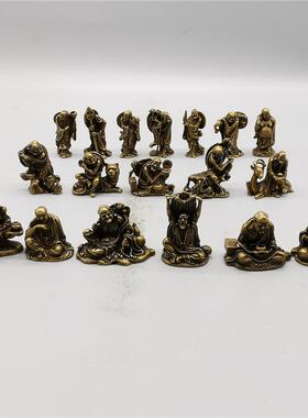 新款直销古玩收藏仿古铜器桌面摆件十八罗汉黄铜小摆件桌面茶宠小