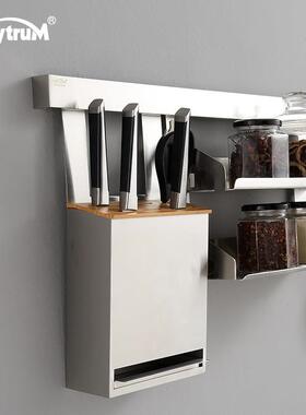 厨房置物架壁挂 打孔多功能304不锈钢调味料刀架筷子笼餐具收纳架