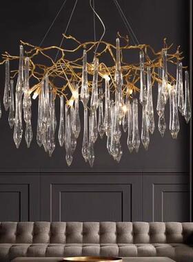 古镇工厂中山工厂直销法式餐厅纯铜水晶树枝气泡水滴吊灯后现代客