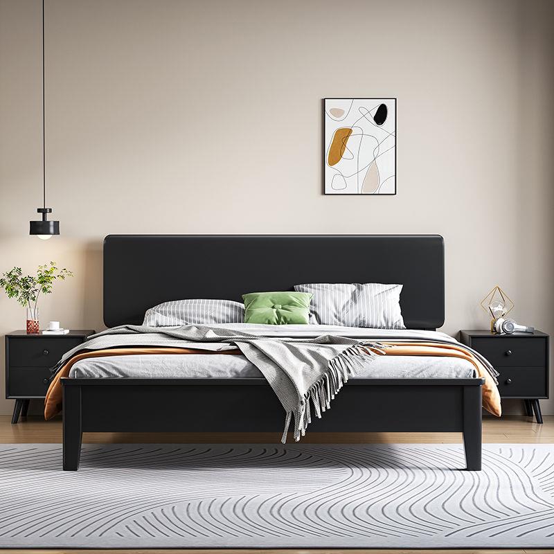 黑色实木床北欧现代简约1.8m主卧双人1.35米储物1.2米x2米大床