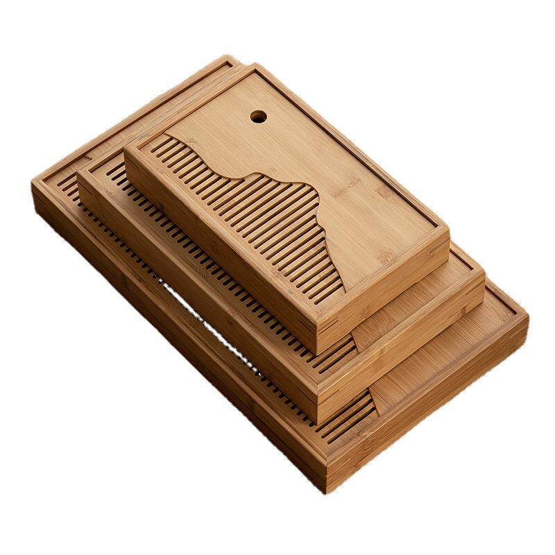 茶盘家用储水式小型新中式竹制干泡盘轻奢现代简约长方形蓄水托盘