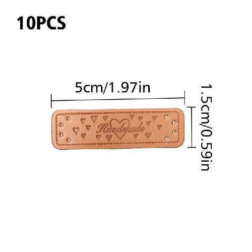 10PCS Handmade Pu Leather Tag Embossed Labels With Holes