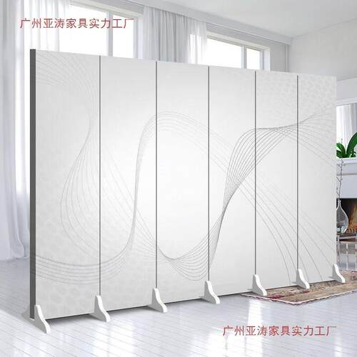 纯白色屏风隔断简约现代进门公司LOGO办公室遮挡移动折叠简易折屏