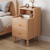 床头柜现代简约欧式 家用卧室小柜子实木色床边置物架储物柜收纳柜