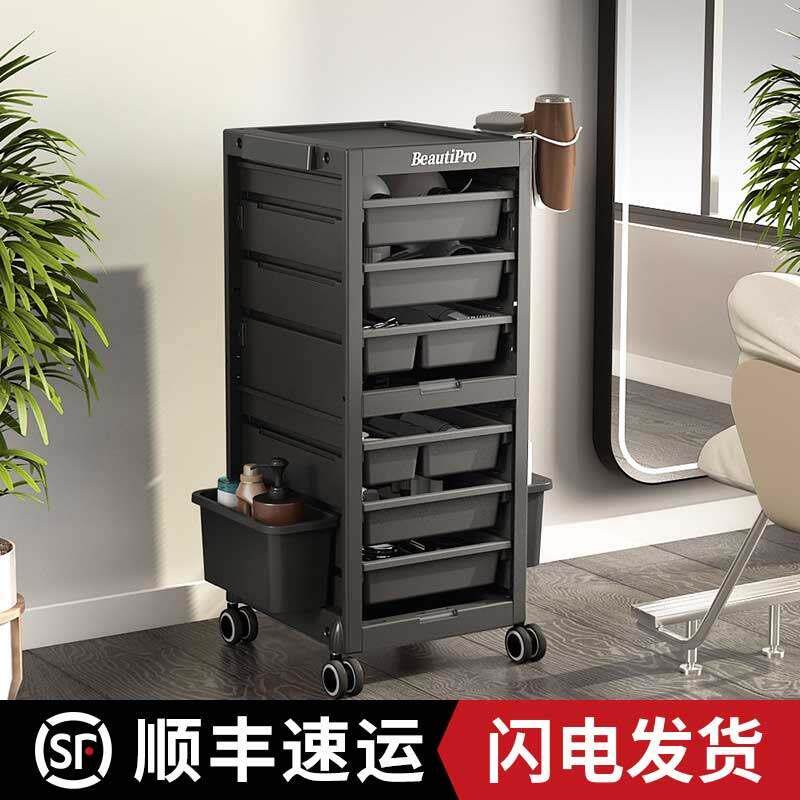 美发店收纳柜理髲工具收纳带门芭比丽丝同款理髲店推车烫染工具车