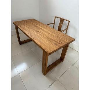 老榆木大板桌莫比恩书桌实木电脑办公桌原木长方形餐桌茶桌吧台桌