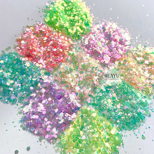 夏日冰透超薄金葱粉DIY流麻滴胶材料 六边形幻彩亮片配饰闪粉批发
