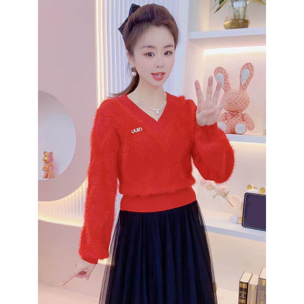 ROUMIKL网红爆款V领针织毛衣女装2025秋季新款超好看简约百搭上衣
