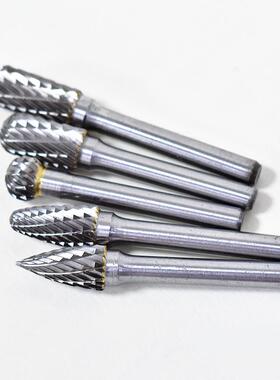 6x1mm硬合头金钨质钢磨旋转锉铣刀6x10/6x1木工打磨头根雕刻0刀