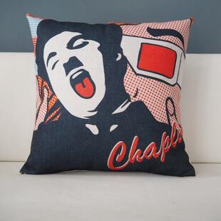 正品复古普波工矿风酒吧卓别林靠爱斯坦 棉麻办公因室沙发抱枕靠