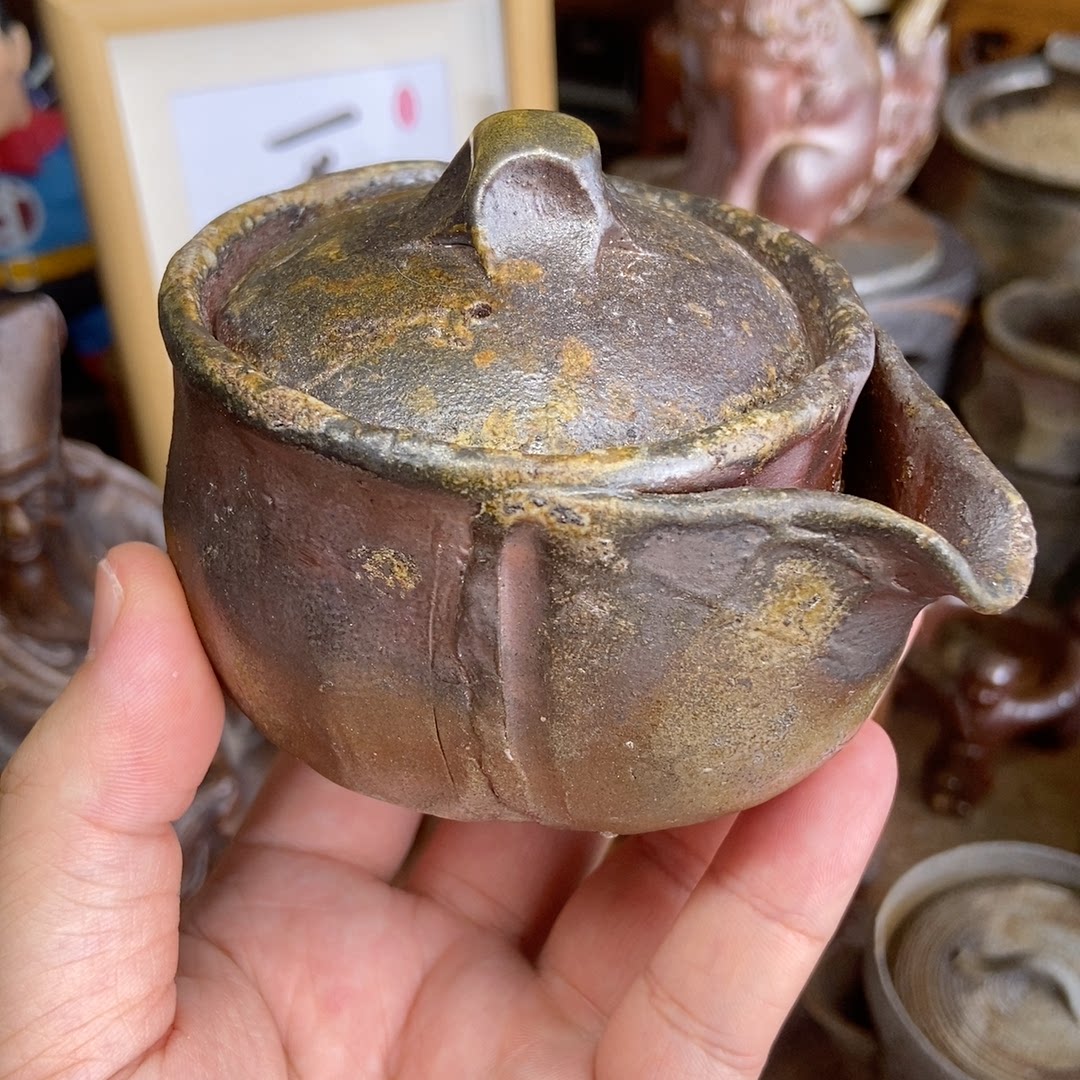 日本备前烧名家 松岛弘 手捏宝瓶