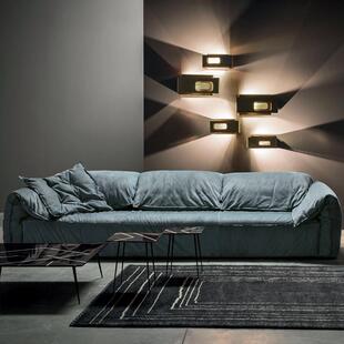 意式 极简磨砂布沙发大象耳朵羽绒三人位客厅小户型布艺沙发L形