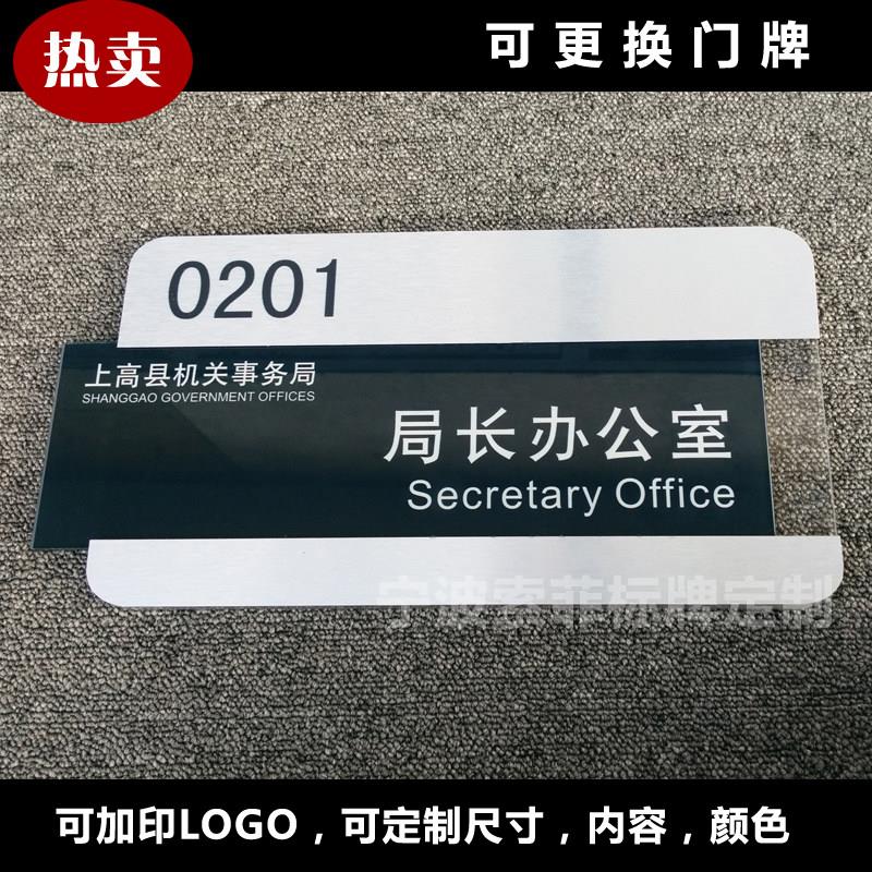 金属可更换科室牌政府单位办公室门牌标牌插卡槽压克力标牌定制做