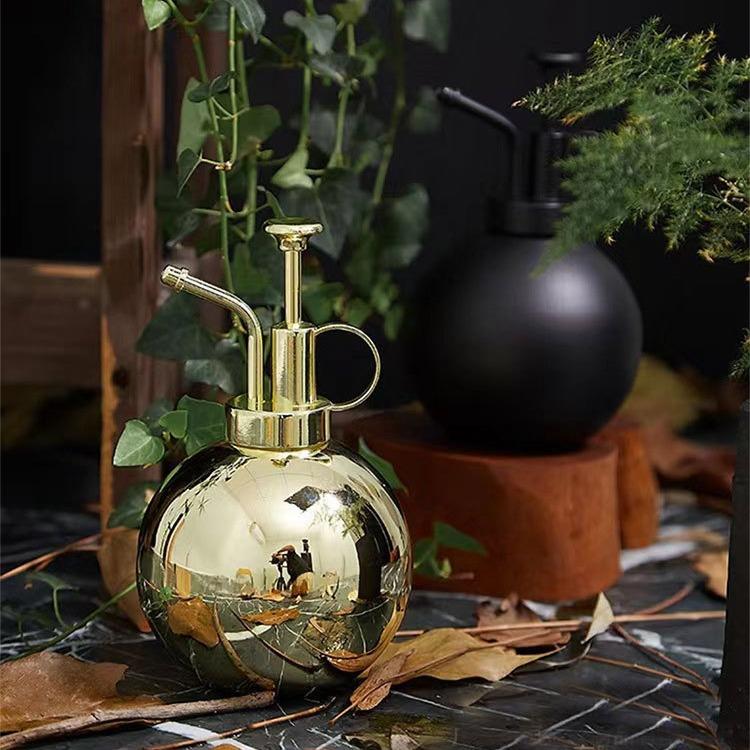 绿植盆栽喷壶ML喷雾瓶浇花不锈钢金色园艺家用小黑色洒水壶