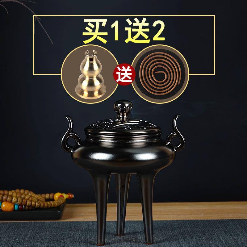 厂家直销陶瓷博山炉大号仿古檀香盘香炉高三足炉香薰炉室内摆件