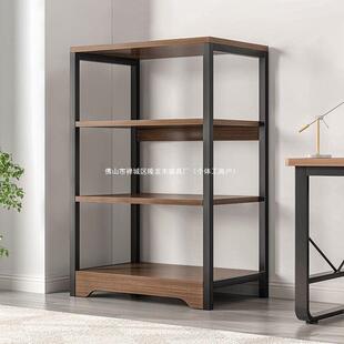 书架置物架落地多层收纳架实木色办公室储物矮架子客厅柜子分层架