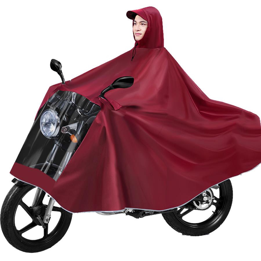 雨衣摩托车铃木结实五羊九号代步车男双人有袖专用男款遮脚厚