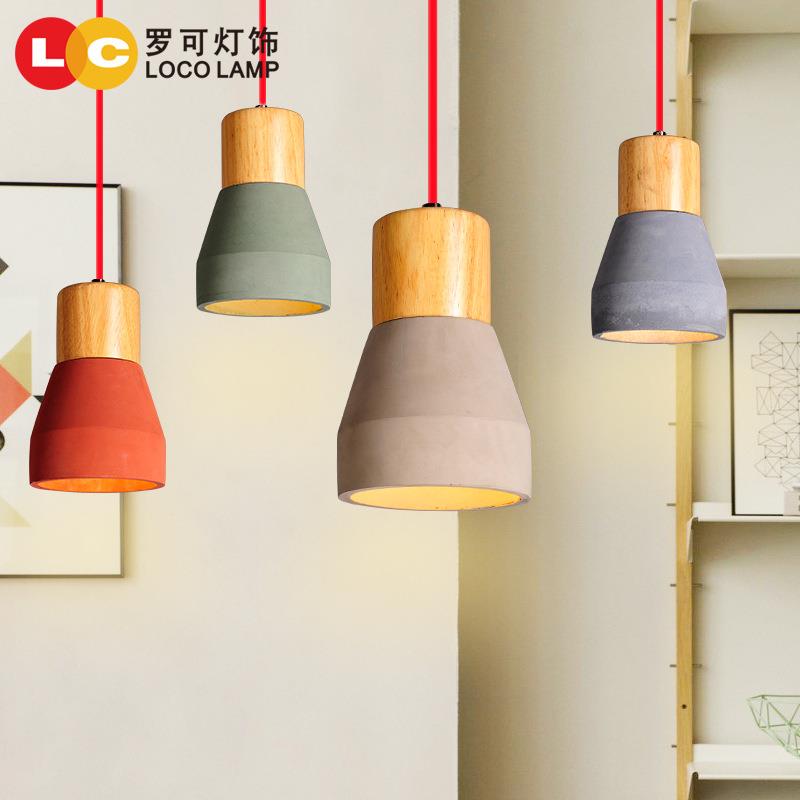 工业风loft餐厅吊灯北欧个性创意木艺水泥简约现代吧台三头小吊灯