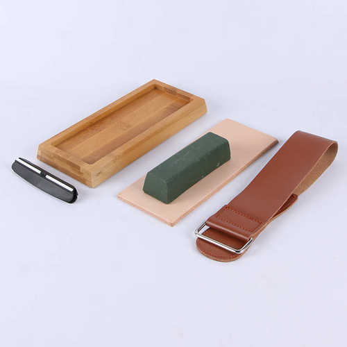 白刚玉磨刀石蓝白桔白家用双面油石竹底座家用油石套装精细砥石