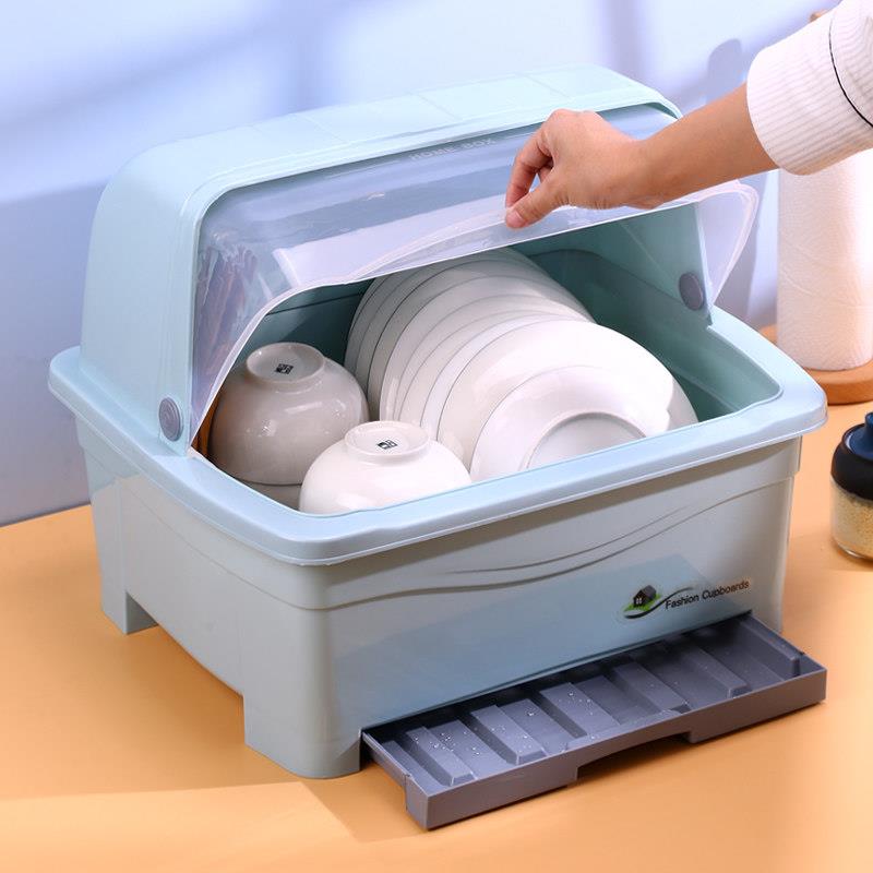 碗柜塑料厨房沥水碗架装碗筷餐具碗碟收纳盒带盖放碗箱家用置物架
